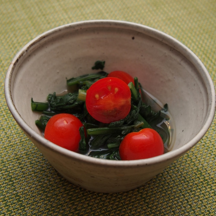 さっぱりからしで!春菊とミニトマトのお浸し